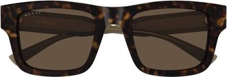 Gucci Sunglasses, unisex, Brown, Size: 52 MM Rectangular Sunglasses