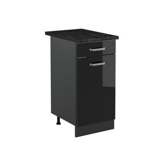 Vicco Mueble Bajo De Cocina R-line, Negro Brillo Intenso/antracita, 40 Cm Encimera Antracita, Vicco
