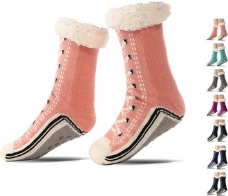 Generic Ultra-Thick Cashmere Slipper Home Socks, Womens Non-Slip Winter Thick Slipper Socks, One Size, Pink, 1 Count