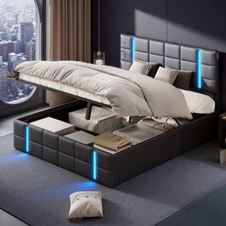 OEM Cama Doble 140x190 Cm - 231223yz - Led Integrada Regulable - Dos Puertos Usb - Cofre Hidr&aacute;ulico