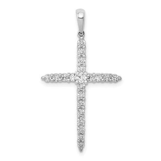 Diamond2Deal 14K White Gold Lab Grown Diamond Cross Pendant (0.5ct, VS, G-H)