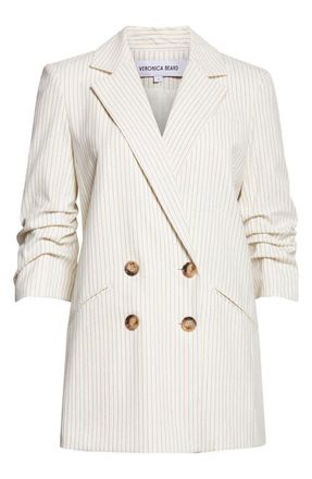 Veronica Beard Rupert Pinstripe Dickey Jacket in Dove Multi at Nordstrom, Size 16