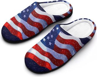 Generic State US Flag Womens Slippers Warm House Slippers Indoor House Shoes with Anti-Skid Rubber Sole