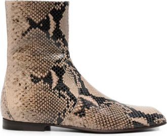 Khaite Beige Leather Ankle Boots