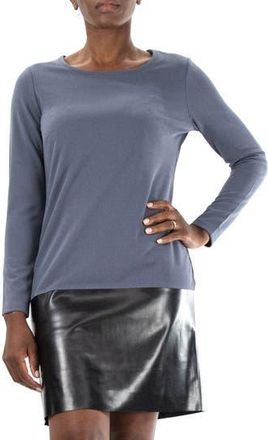 Nina Leonard Faux Leather Border Dress in Smoke/black at Nordstrom Rack, Size X-Large