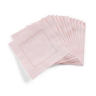 Solino Home Cotton Linen Cocktail Napkins - Cotton Linen Hemstitch, 6 x 6 in Pink at Nordstrom, Size Small