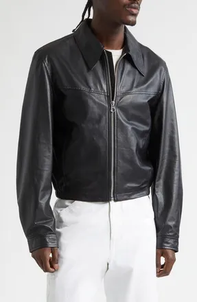 Christophe Lemaire Leather Blouson Biker Jacket in Black at Nordstrom, Size X-Large