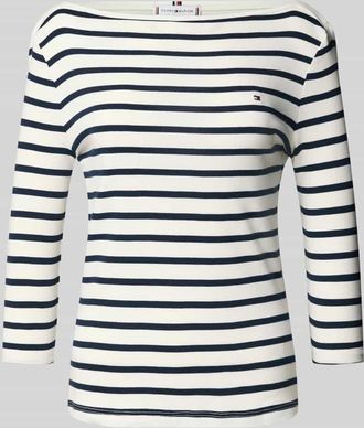 Tommy Hilfiger Slim Fit Langarmshirt aus reiner Baumwolle in Weiss, Größe XXXL