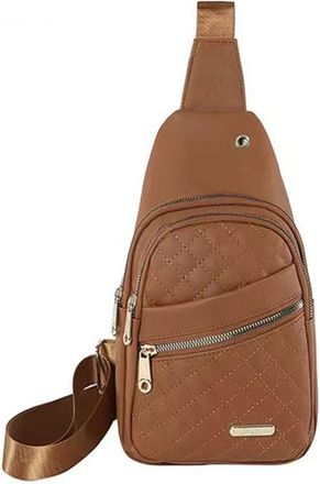 Generic Small Sling Bakpack Crossbody Bags, Crossbody Small Sling Backpack Sling Bag for Women Men, Embroidered Shoulder Bag- Brown