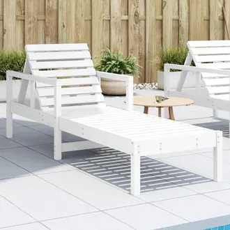 vidaXL Vidaxl - Tumbona De Madera Maciza De Pino Blanca 199,5x62x55 Cm