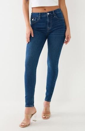 True Religion Halle High Waist Flap Pocket Skinny Jeans in Medium Crystalline Wash at Nordstrom Rack, Size 29