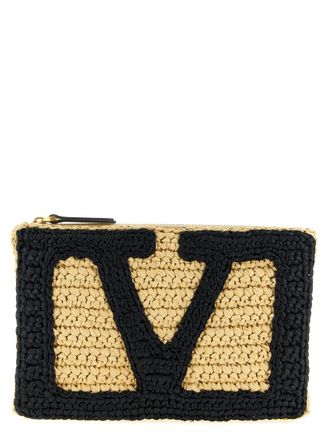 Valentino Garavani Natural/Black Viva Superstar Small Clutch