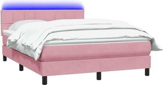 vidaXL Cama Box Spring Con Colch&oacute;n Terciopelo Rosa 160x220 Cm Vidaxl