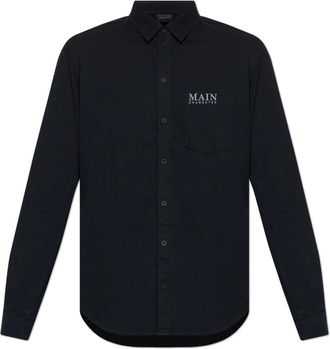 Balenciaga Shirt met logo - Heren - Casual Overhemden - Zwart - M - Katoen - Overhemden