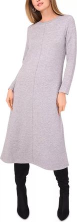 Vince Camuto Long Sleeve Midi Dress In Light Heather Grey