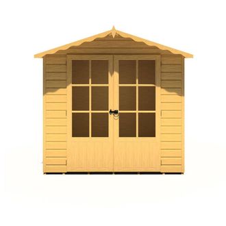 Shires Buckingham Shiplap Summerhouse Garden Sun Room Approx 7 x 7 Feet in Brown