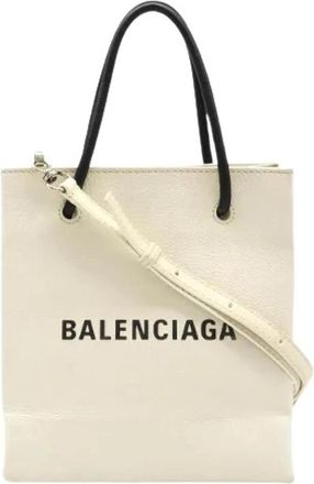 Balenciaga Pre-owned Shopping Tote XXS Leren 2way Shopper - Dames - Vintage Shopper - Wit - ONE Size - Leer - Vintage