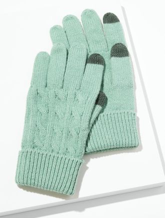 Talbots Metallic Soft Cable Knit Gloves - Sea Spray Green Metallic - 001 Talbots