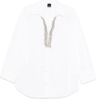 Pinko Witte Button-Up Overhemd Lange Mouwen - Dames - Overhemden - Wit - S - Overhemden