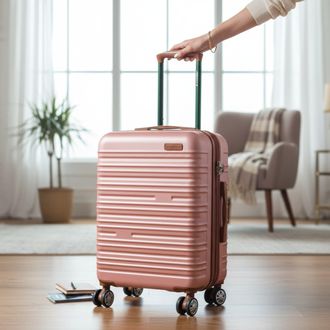 Infinity Leather Harde Shell Ros&eacute;gouden Cabine 55 x 36 x 20 cm ABS Kofferkoffer voor Easyjet, Ryanair