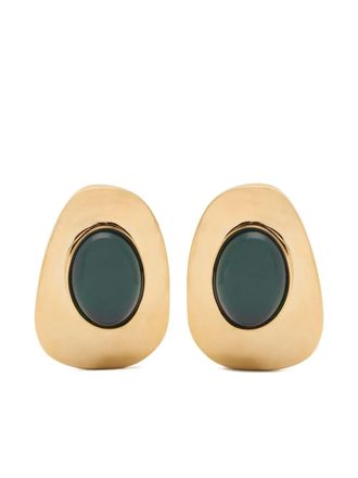 Saint Laurent oval stone earrings - Gold