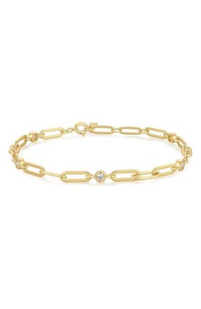 Ania Haie Bezel Cubic Zirconia Station Chain Bracelet in Shiny Gold at Nordstrom