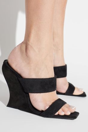 Alaia Suede Wedge Sandals, Womens, Black