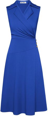 Grace Karin Womens Sleeveless Midi Summer Dress for Women UK A-Line Wrap Party Blue Dress Prom Birthday Dress Royal Blue XXL