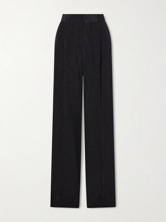 SA SU PHI Pantaloni A Gamba Larga In Raso Di Seta A Pois Con Pinces - Nero