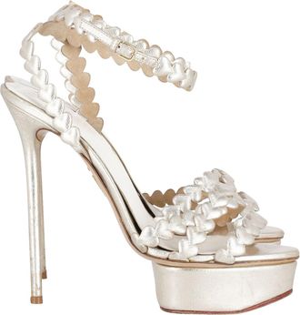 Charlotte Olympia I Heart You Metallic Platform Sandals in Gold Leather