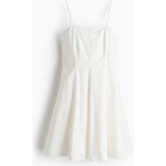 H&M Flared-skirt Poplin Dress in Ivory at Nordstrom, Size Xx-Small
