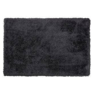 Beliani Alfombra Peluda Negra De Pelo Largo 140 X 200 Cm Rectangular Con Mechones De Algod&oacute;n Cide