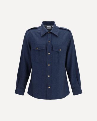 Brunello Cucinelli Wool Shirt with patch pockets Male XXXL