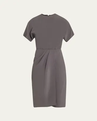 Giorgio Armani Pleated Washed Silk Crepe Dress