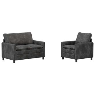 vidaXL Set Di Divani 2 Pz Grigio Scuro Poliestere Vidaxl