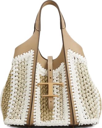 Tod's crochet-detail T-buckle tote bag - Neutrals