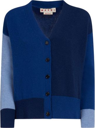 Marni colour-block cashmere cardigan - women - Cashmere - 40 - Blue