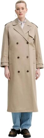 Theory Oversized Double-Breasted Trenchcoat - Dames - Trenchcoats - Beige - L - Katoen - Jassen