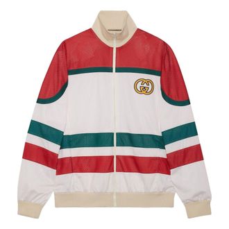 Gucci Mesh Fabric Zip Jacket Off White Red 737369-XJFFK-9212