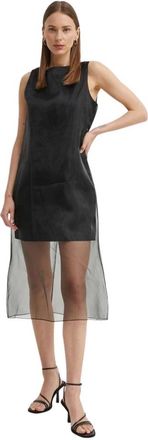 Theory Overlay Midi Jurk - Dames - Casual kleedjes - Zwart - XS - Tule - Kleedjes