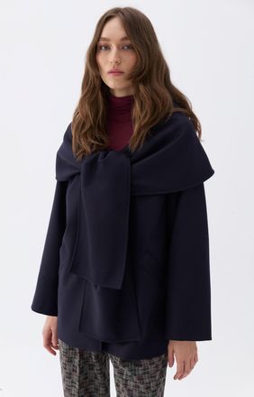Nocturne Draped Coat with Front Tie Detail