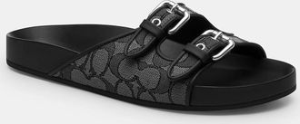 Coach Two Band Buckle Sandal In Signature Jacquard
