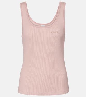 Chloé Chloé Logo ribbed-knit cotton jersey tank top