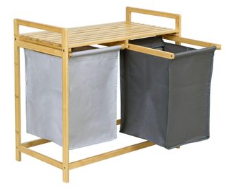 OEM Cesta De Ropa O Juguetes De Bamb&uacute; Hanoi, 2 Compartimentos, Bicolor
