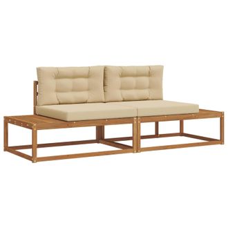 vidaXL Conjunto De Sof&aacute;s De Exterior Con Coj&iacute;n Natural Y Beige Vidaxl