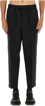 Jil Sander Relaxed Fit Pliss&eacute; Broek - Heren - Vrijetijds broeken - Zwart - M - Broeken