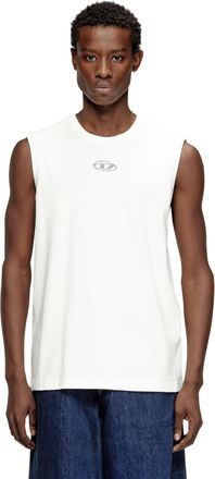 Diesel Sleeveless cotton top with metallic Oval D - T-Shirts - Man - White