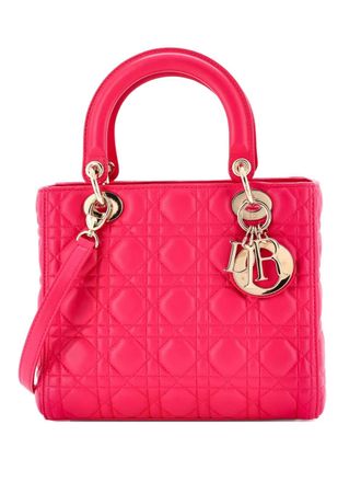 Dior Lady Dior Bag Cannage Quilt Lambskin Medium satchel - women - Calf Leather - One Size - Pink