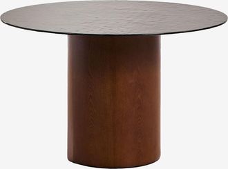 Sklum Mesa De Comedor Redonda &Oslash;120 Cm En Vidrio Templado Y Mdf Asgri Sklum