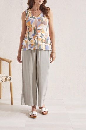 Tribal Pull On Ankle Pant With Hem Vent In Dried Sage